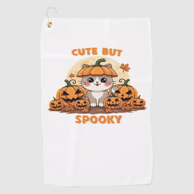 Serviette De Golf Cute Halloween Chat avec Citrouilles - Kawaii Éffr (Devant)