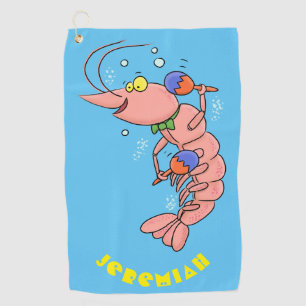 Serviette De Golf Cute happy shrimp, dessin animé de crevettes