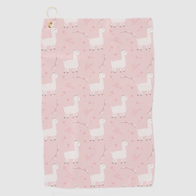 Serviette De Golf Cute llama seamless (Devant)