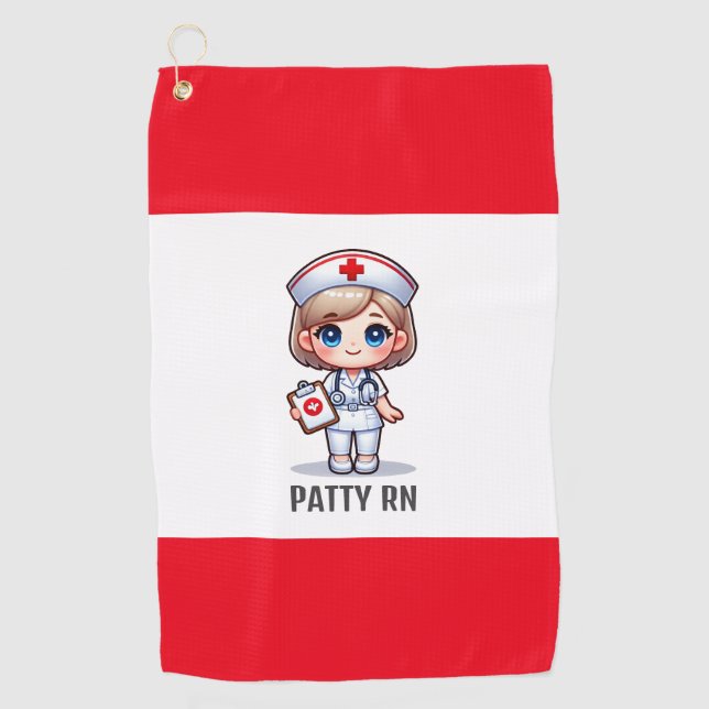 Serviette De Golf Cute Manga Nurse avec cheveux blond bleu yeux Pers (Devant)