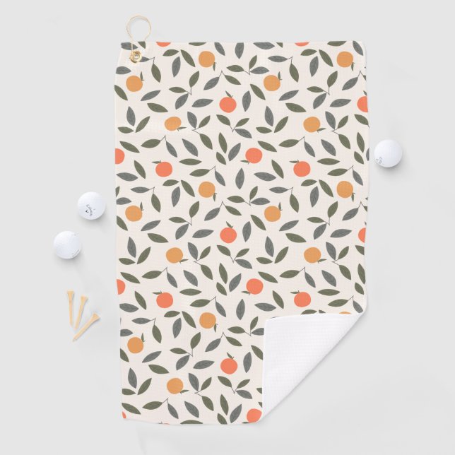 Serviette De Golf Cute Orange et Motif Feuille (En situation)