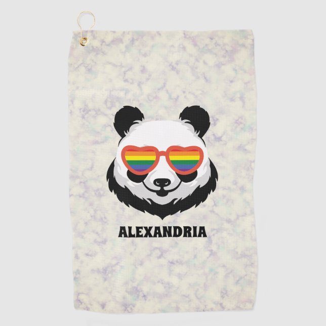 Serviette De Golf Cute Ours Panda | Arc en ciel | LGBTQ (Devant)