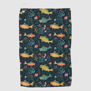 Serviette De Golf Cute poisson d'or sous-marin Koi Motif Plante aqua