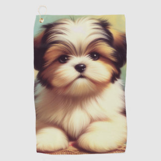Serviette De Golf Cute Shih-Tzu Peinture de chiot