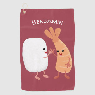 Serviette De Golf Cute sushi riz crevettes amis dessin animé