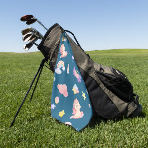Serviette De Golf Cute Unicorn Rainbow motif de ballon coeur étoile