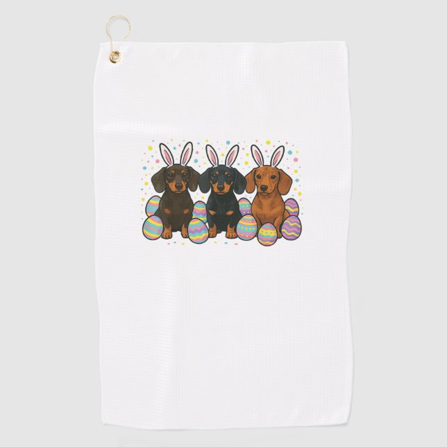 Serviette De Golf Dachshund Easter T-Shirt (Devant)