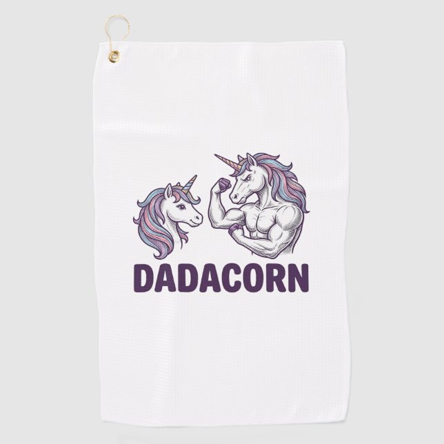 Serviette De Golf Dadacorn Funny Unicorn Dad Vector Shirt Design_1 (Devant)