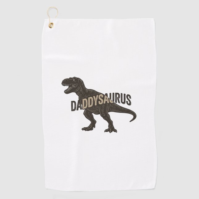 Serviette De Golf Daddysaurus Dinosaur Vintage Engraving Shirt Desig (Devant)