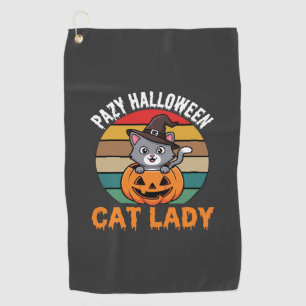 Serviette De Golf Dame de chat Halloween Sorcière Citrouille Design