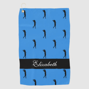 Serviette De Golf Dame golfeuse à motif bleu Nom