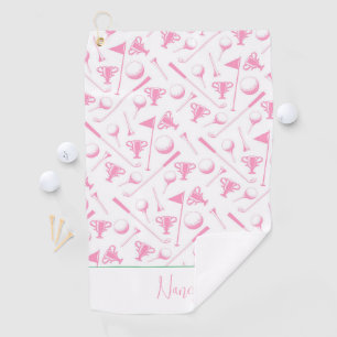Serviette De Golf Dames Golf Rose Vert Blanc Préppy NOM Fun