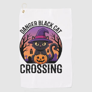Serviette De Golf Danger Halloween Chat Noir Traverse
