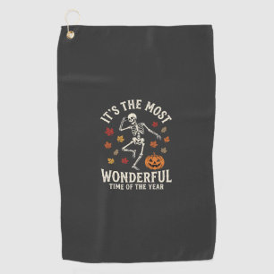Serviette De Golf Danse de squelette de Halloween Citrouille Automne