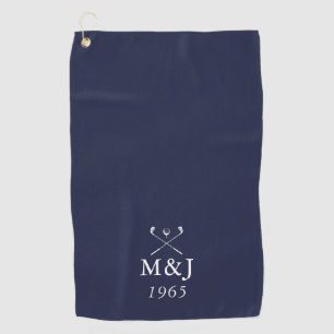 Serviette De Golf Date de mariage et d'anniversaire de mariage Monog