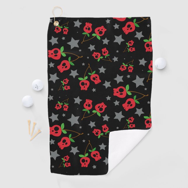 Serviette de golf de cerise de crâne (En situation)