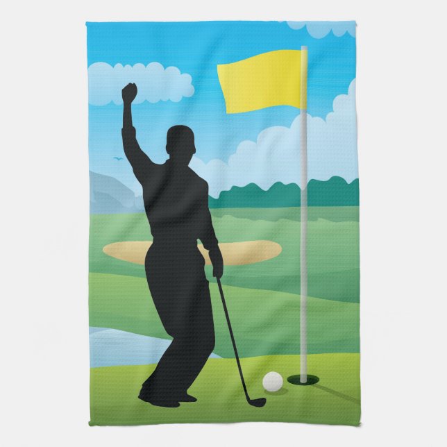 Serviette de golf de Male Golfer Design (Vertical)