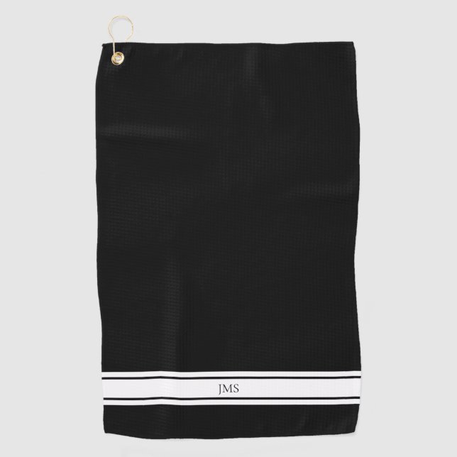 Serviette de golf de Monogramme noir sportif (Devant)
