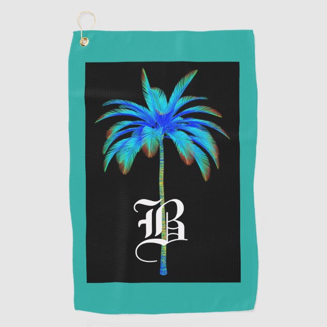 Serviette de golf de palmier de monogramme (Devant)