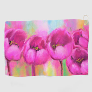 Serviette de golf de Tulipes Roses Violettes