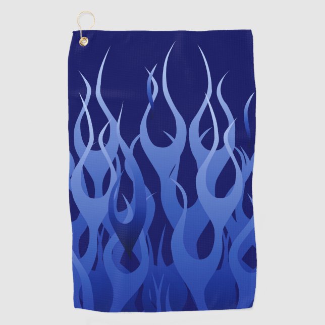 Serviette De Golf Décor Blue Racing Flames sur un (Devant)