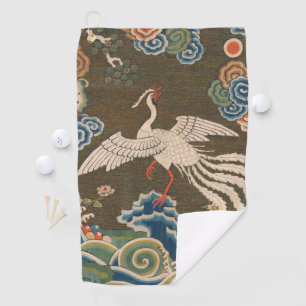 Serviette De Golf Décor d'antiquité chinois d'oiseaux