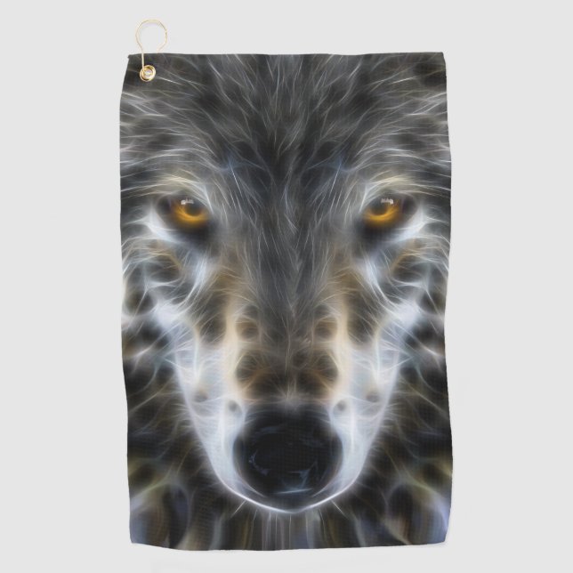 Serviette De Golf Décor de loup sauvage sur (Devant)