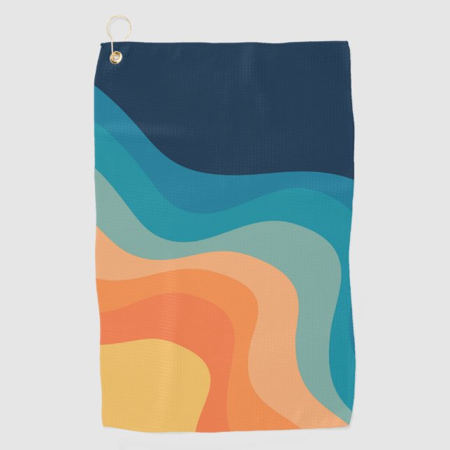 Serviette De Golf Décor de style rétro des vagues (Devant)