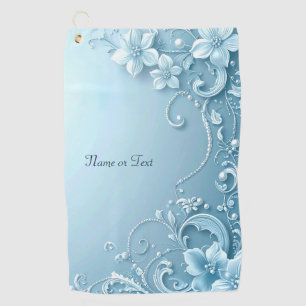 Serviette de golf décorative florale bleue