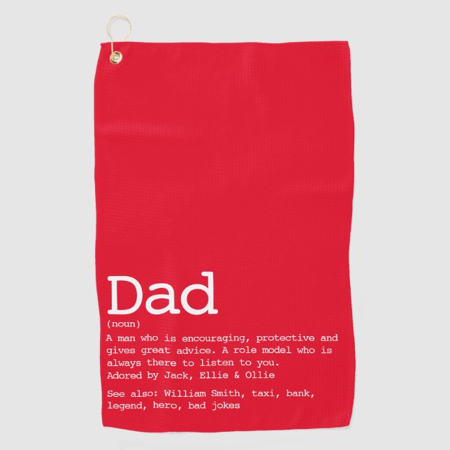 Serviette De Golf Définition de papa amusante rouge personnalisée (Devant)