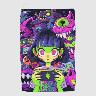 Serviette De Golf Déplaisante mignonne horreur Anime Gamer Girl