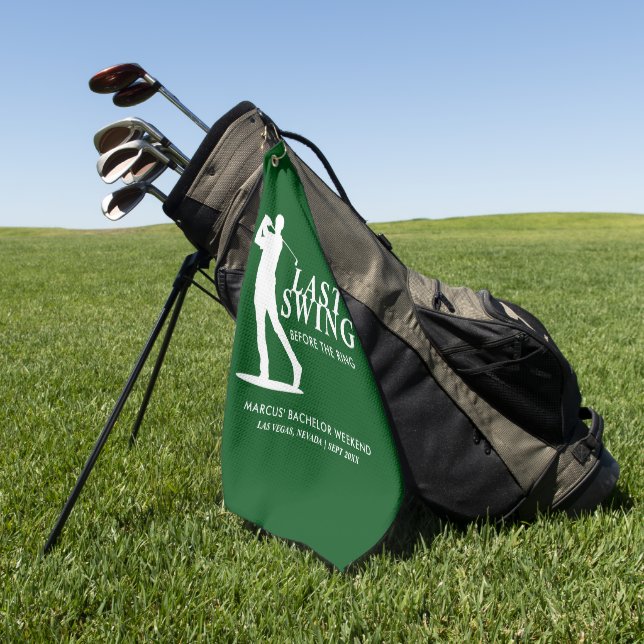 Serviette De Golf Dernier Tour de Swing avant le Golf Bachelor (Vert)