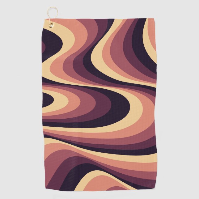 Serviette De Golf Design abstrait violet, rose et beige (Devant)