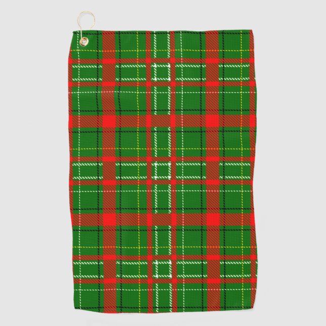 Serviette De Golf Design de Motif de Noël Tartan vert (Devant)