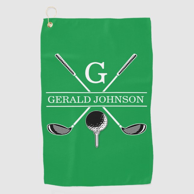 Serviette De Golf Design élégant de monogramme de golf (Devant)