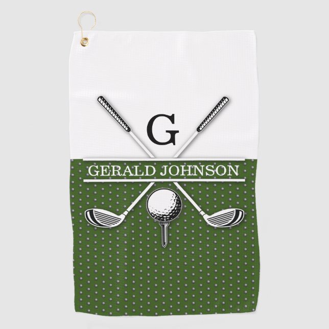 Serviette De Golf Design élégant de monogramme de golf (Devant)