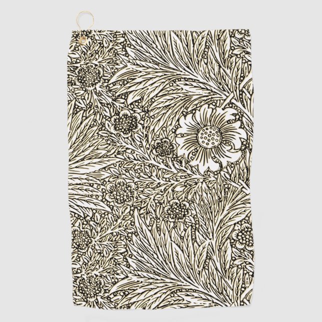 Serviette De Golf Design floral complexe en Brown et blanc (Devant)