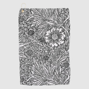 Serviette De Golf Design floral complexe en noir et blanc