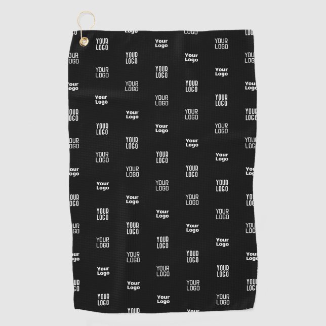 Serviette De Golf Design moderne à trois logos Motif noir modifiable (Devant)