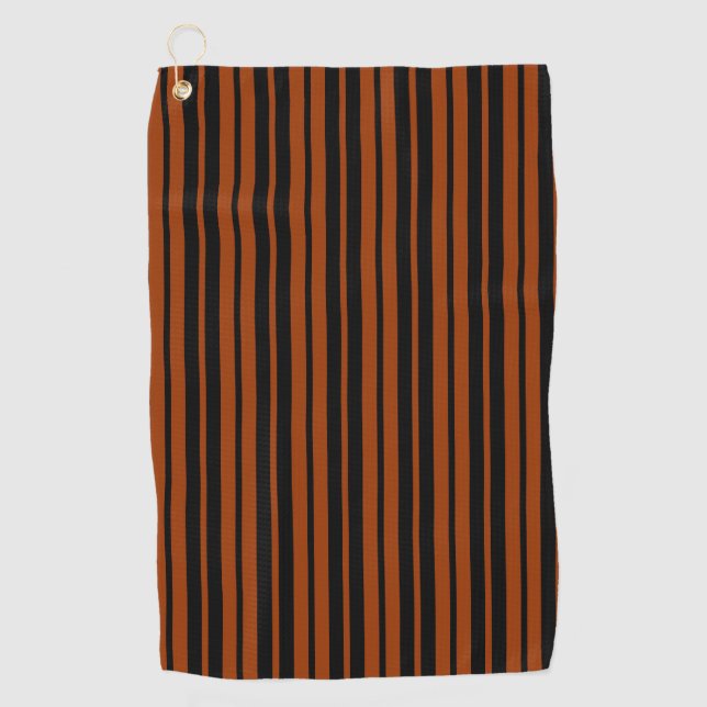 Serviette De Golf Design Motif Brown en bandes verticales noires (Devant)