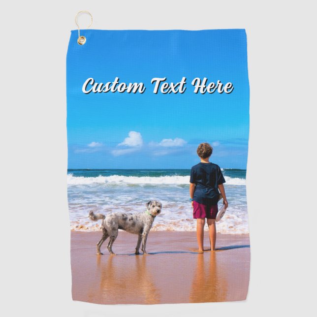 Serviette De Golf Design Your Pet Photo Golf Towel Personalized Text (Devant)