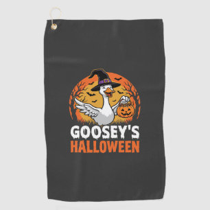 Serviette De Golf Dessin animé rétro d'oie sorcière d'Halloween de G