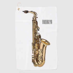 Serviette De Golf dessin animé saxophone