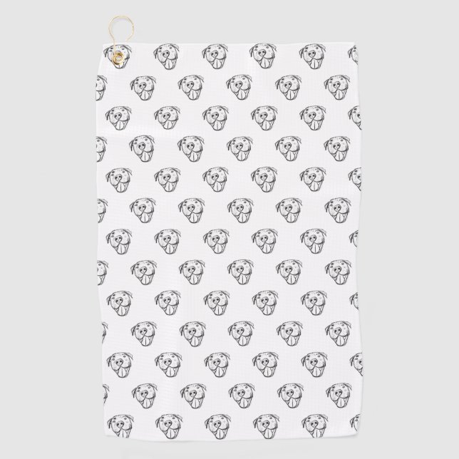 Serviette De Golf dessin de bulle simple amoureux de les chiens noir (Devant)