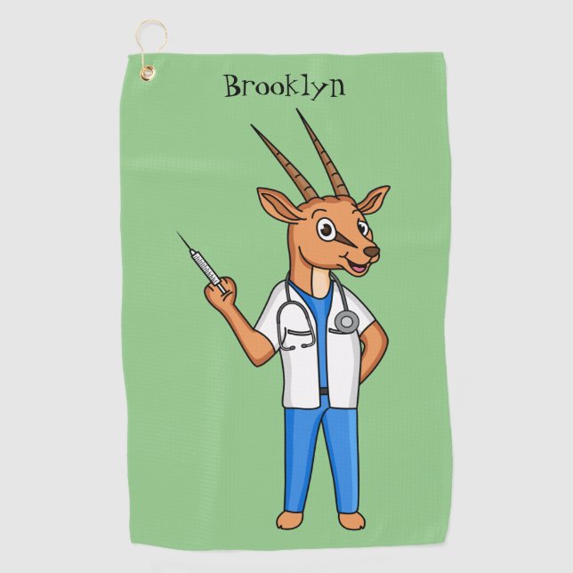 Serviette De Golf Dessin du médecin de l'antilope Cute Gemsbok (Devant)