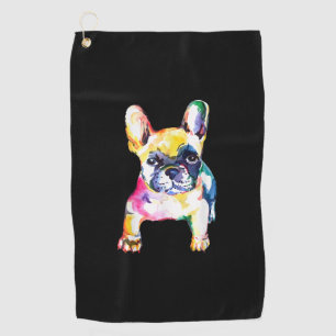 Serviette De Golf Dessin Français Bulldog original aquarelle