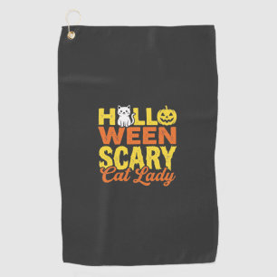 Serviette De Golf Dessin Halloween Dame Chat Effrayant_1