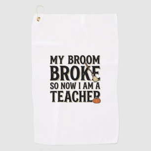 Serviette De Golf Dessin Halloween Vintage Prof Sympa Balai Cassé