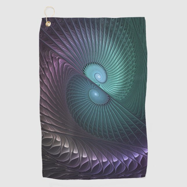 Serviette De Golf Deux spirales colorées art fractal abstrait modern (Devant)