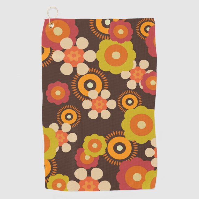 Serviette De Golf Disco les années 70 60s Retro Flowers Pop Culture (Devant)